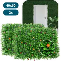 Kit 2 Placa Grama Eucalipto Artificial 40x60 Flores Colorida - NielShop