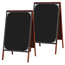 Kit 2 Placa Lousa Quadro Cavalete Calçada 70x50 cm para Comércio Madeira Mogno Preto Decor 2