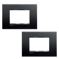 Kit 2 Placa Quadrada 4x2 Bticino 3 Módulos Pial Lna4803ar Kit 2 Placa Quadrada 4x2 Bticino 3 Módulos Pial Lna4803ar