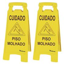 Kit 2 Placa Sinalizadora Piso Molhado Modelo Cavalete