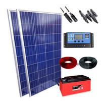 Kit 2 Placa Solar 155w Controlador 30a Lcd Bateria 240ah - Monocristalino
