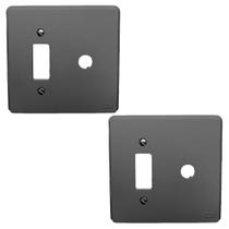 Kit 2 Placas 4x4 1 Tecla + Saída de Fio Cinza Pial 8581 Kit 2 Placas 4x4 1 Tecla + Saída de Fio Cinza Pial 8581