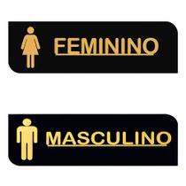 Kit 2 Placas Acrílicas Sinalizadoras Banheiro Feminino e Masculino