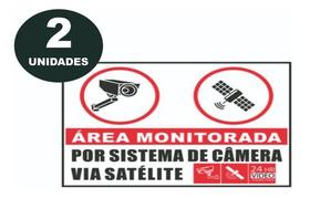 Kit 2 Placas Área Monitorada Por Sistema De Câmera Satélite