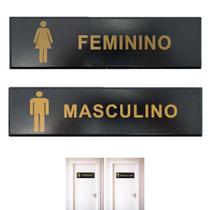 Kit 2 Placas Banheiro Masculino Feminino Elegante Alto Contraste BOM7545 Kit 2 Placas Banheiro Masculino Feminino Elegante Alto Contraste BOM7545