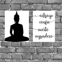 Kit 2 Placas Buda Entrego Aceito Confio 18x27cm Kit 2 Placas Buda Entrego Aceito Confio 18x27cm
