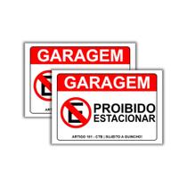 Kit 2 Placas De Proibido Estacionar 30x20cm Garagem (PL000022)