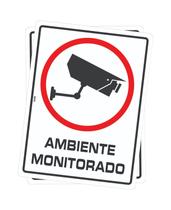 Kit 2 Placas de Sinalização - Ambiente Monitorado por Câmeras de Segurança Aviso de Vigilância e Proteção