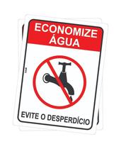 Kit 2 Placas de Sinalização - Aviso: Economize Água! Evite o Desperdício e Preserve o Meio Ambiente 15x20cm