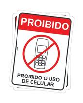 Kit 2 Placas de Sinalização - Aviso: Proibido o Uso de Celular e Telefone Não Utilize em Posto de Gasolina e loterias