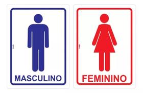 Kit 2 Placas de Sinalização Banheiro Masculino e Feminino Sanitário wc 15x20cm Kit 2 Placas de Sinalização Banheiro Masculino e Feminino Sanitário wc 15x20cm