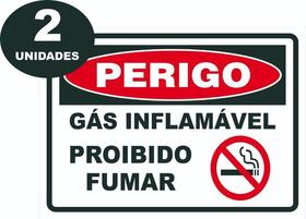 Kit 2 Placas De Sinalização Gás Inflamável Proibido Fumar