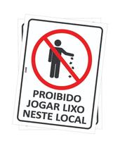 Kit 2 Placas de Sinalização - Proibido Jogar Lixo Neste Local Preserve o Meio Ambiente