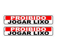 Kit 2 Placas de Sinalização Proibido Jogar Lixo PS 5x25cm Autoadesivas Duráveis Kit 2 Placas de Sinalização Proibido Jogar Lixo PS 5x25cm Autoadesivas Duráveis