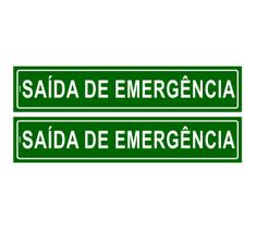Kit 2 Placas de Sinalização Saída de Emergência PS Verde 5x25cm Segurança Kit 2 Placas de Sinalização Saída de Emergência PS Verde 5x25cm Segurança
