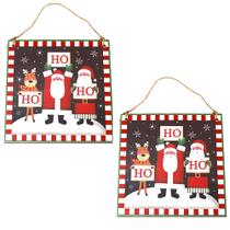 Kit 2 Placas Decorativa Enfeite De Natal Madeira Pendurar Decoração Natalina Kit 2 Placas Decorativa Enfeite De Natal Madeira Pendurar Decoração Natalina