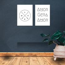 Kit 2 Placas Decorativas Amor Gera Amor MDF 3mm 18x26
