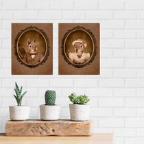 Kit 2 Placas Decorativas Casal Esquilo 18x27cm Kit 2 Placas Decorativas Casal Esquilo 18x27cm