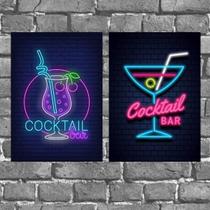 Kit 2 Placas Decorativas Cocktail Bar 18X27Cm