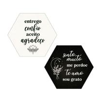 Kit 2 Placas Decorativas Hexágonos 25x22 Frases Motivacionais Você Escolhe