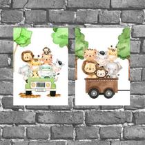 Kit 2 Placas Decorativas Infantis Safari 18x27cm Kit 2 Placas Decorativas Infantis Safari 18x27cm