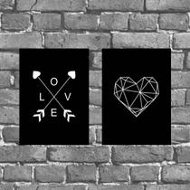 Kit 2 Placas Decorativas Love Geométrico 18X27Cm Kit 2 Placas Decorativas Love Geométrico 18X27Cm