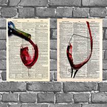 Kit 2 Placas Decorativas Vinho 18x27cm