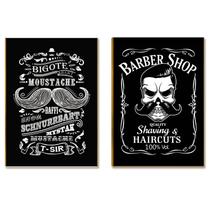Kit 2 Placas MDF Barbearia Vintage Retrô Decoração A4 BR16