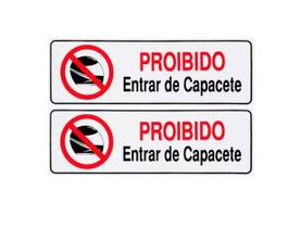 Kit 2 Placas Proibido Entrar De Capacete para Comércio