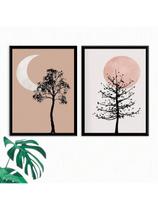 Kit 2 Placas Quadros Decorativos Sol e Lua 20x30 Sala Quarto