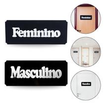 Kit 2 Placas Sinalização Feminino Masculino Preto Prata Estabelecimento Loja Academia Vestiario Banheiro Provador Kit 2 Placas Sinalização Feminino Masculino Preto Prata Estabelecimento Loja Academia Vestiario Banheiro Provador