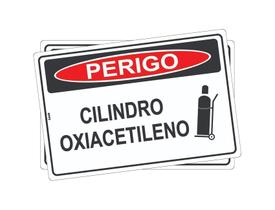 Kit 2 Placas Sinalização Perigo Cilindro de Oxiacetileno Solda