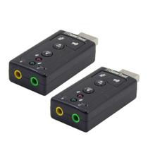 Kit 2 Placas Som USB Adaptador Fone e Microfone P2 Interface