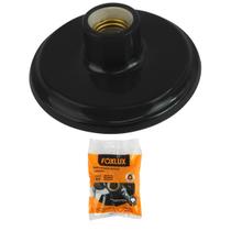 Kit 2 Plafon de Plástico Preto Bocal Porcelana E27 Foxlux