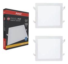 Kit 2 Plafon Led 18w 3000k Embutir Quadrado Avant 22x22