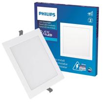 Kit 2 Plafon Led Philips Quadrado Embutir 24w Luz Quente 3000K
