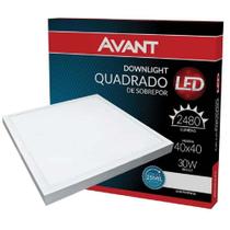 KIT 2 Plafon Led Quadrado Sobrepor 40X40 Painel 6500K 30w Avant