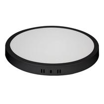 Kit 2 Plafon Led Sob Redondo Preto Branco Quente 24w 30x30