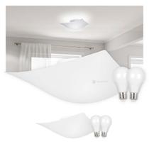 Kit 2 Plafon Luminária de Teto Taschibra Solari Quadrado 2x E27 com Lâmpadas