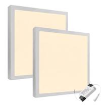 Kit 2 Plafon Painel Led 25w (24) Sobrepor Quadrado 3000K