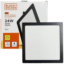 Kit 2 Plafon Quadrado Preto Embutir 24w Branco Neutro 4000K