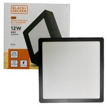 Kit 2 Plafon Quadrado Sobrepor 12w Preto Branco Frio 6500k