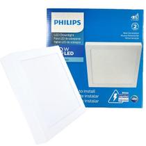 Kit 2 Plafon Quadrado Sobrepor 18w Philips Luz Quente 3000K