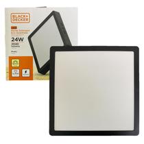 Kit 2 Plafon Quadrado Sobrepor Preto 24w Branco Neutro 4000k