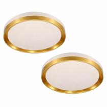 KIT 2 Plafon Redondo Sobrepor Class Dourado Led 39cm Multicolor 30W Disoma KIT 2 Plafon Redondo Sobrepor Class Dourado Led 39cm Multicolor 30W Disoma
