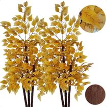 Kit 2 Planta Artificial Ficus Amarelo Sem Vaso Decoração