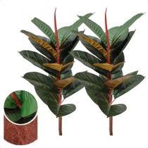Kit 2 Planta Artificial Fícus Lyrata Outono Sem Vaso