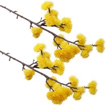 Kit 2 Plantas Artificiais Mamona Amarela Enfeite Jardim 70cm