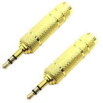 KIT 2 Plug adaptador conector p2 stereo dourado MXP ADP2S KIT 2 Plug adaptador conector p2 stereo dourado MXP ADP2S