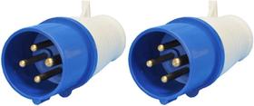 Kit 2 plug industrial 3p+t 16a azul 9h 220/250v omg 4079 - OMEGA